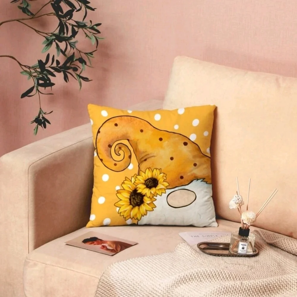 NEW! Gnome Print Cushion Cover